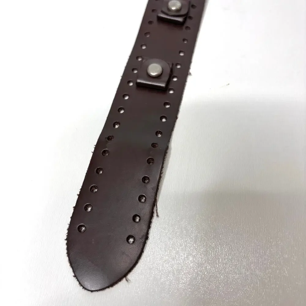 Biker Mens Brown Leather Watch Band Buckle